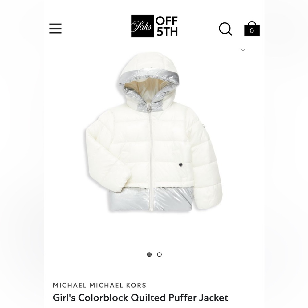 NWT MICHAEL MICHAEL KORS
Girl's Colorblock Quilted Puffer Jacket  4t